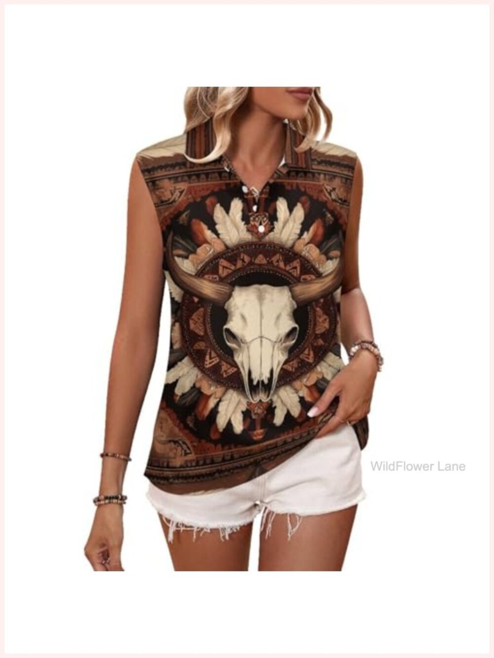 Aztec Tribal Sleeveless Golf Polo Shirt Moisture Wicking Athletic Top